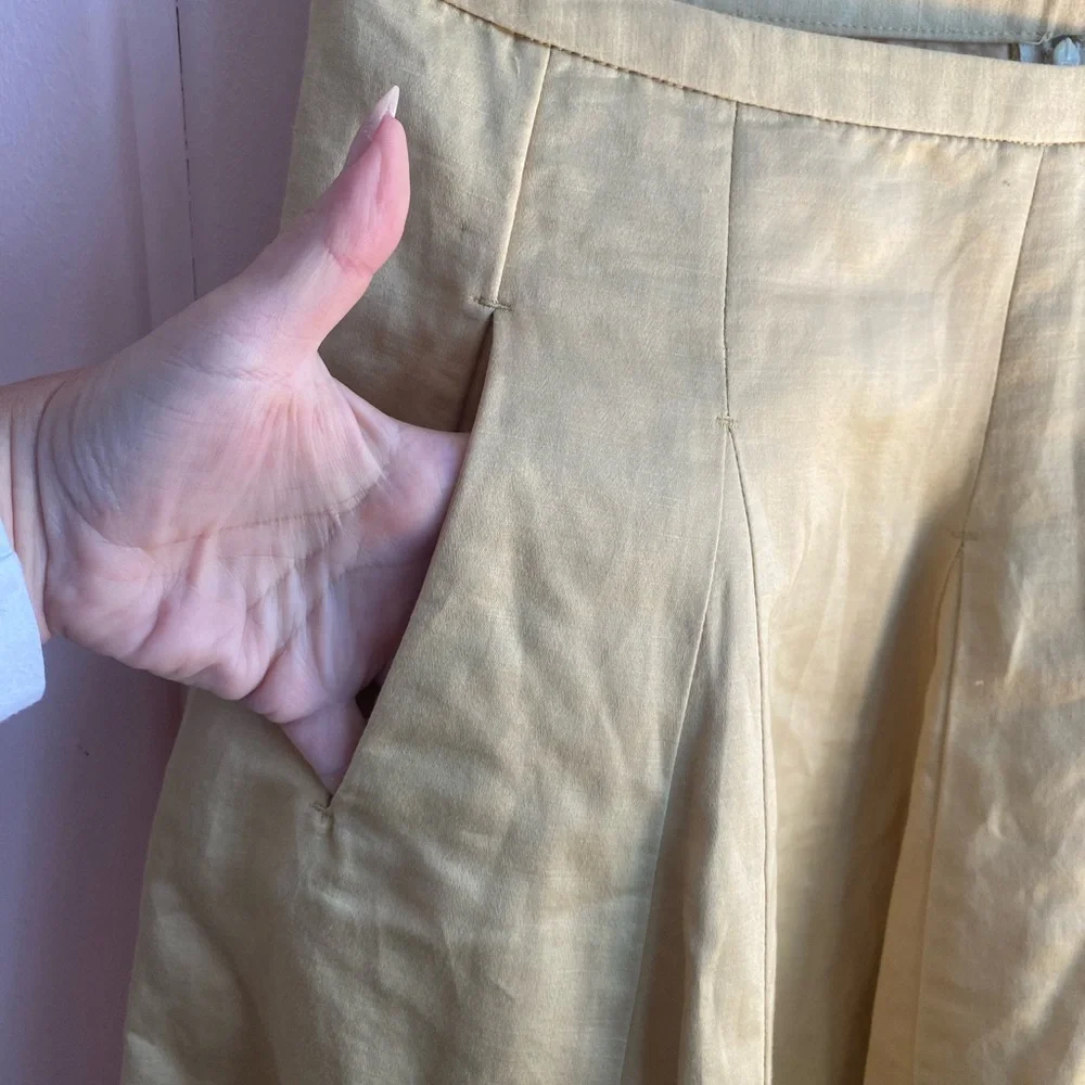 J. Crew Women's Circle Skirt linen/silk in mustard sz4